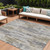 8' X 10' Beige And Gray Striped Washable Indoor Outdoor Area Rug