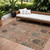 8' X 10' Khaki Terra Cotta And Black Damask Washable Indoor Outdoor Area Rug