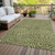 9' X 12' Olive Green And Light Green Abstract Washable Indoor Outdoor Area Rug