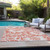 9' X 12' Salmon and Ivory Floral Washable Non Skid Indoor Outdoor Area Rug