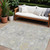 10' X 14' Gray Ivory And Gold Damask Washable Indoor Outdoor Area Rug