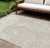 9' X 12' Ivory And Off White Abstract Washable Indoor Outdoor Area Rug