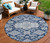 8' Blue Ivory And Gray Round Medallion Washable Indoor Outdoor Area Rug