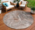 8' Terra Cotta Copper And Gray Round Abstract Washable Indoor Outdoor Area Rug