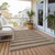 10' X 14' Coffee Striped Washable Non Skid Indoor Outdoor Area Rug