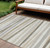 9' X 12' Ivory And Gray Striped Washable Indoor Outdoor Area Rug - Ivory, Gray
