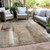 9' X 12' Beige And Ivory Abstract Washable Indoor Outdoor Area Rug - Beige, Ivory