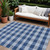 8' X 10' Navy Blue And Ivory Plaid Washable Indoor Outdoor Area Rug