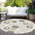 8' Beige Taupe And Tan Round Geometric Washable Indoor Outdoor Area Rug - Beige, Taupe, Tan