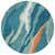 8' Teal Blue Copper And Ivory Round Abstract Washable Indoor Outdoor Area Rug