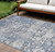 9' X 12' Blue And Denim Blue Floral Washable Indoor Outdoor Area Rug