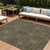 9' X 12' Brown And Beige Floral Washable Indoor Outdoor Area Rug