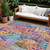 10' X 14' Red Gold And Teal Blue Village Houses Washable Indoor Outdoor Area Rug