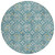 8' Teal Blue Gray And Gold Round Floral Washable Indoor Outdoor Area Rug