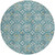 8' Teal Blue Gray And Gold Round Floral Washable Indoor Outdoor Area Rug