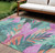 10' X 14' Teal Blue And Aqua Floral Washable Indoor Outdoor Area Rug Transitional Style - Teal Blue, Aqua Color