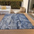 10' X 14' Denim Blue And Navy Blue Abstract Washable Indoor Outdoor Area Rug