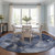 8' Round Blue and Gray Round Abstract Washable Non Skid Indoor Outdoor Area Rug - Blue, Gray