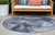 8' Round Blue and Gray Round Abstract Washable Non Skid Indoor Outdoor Area Rug - 608219317522