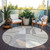 8' Ivory And Beige Round Geometric Washable Indoor Outdoor Area Rug Modern Style - Ivory, Beige Color