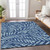 10' X 14' Navy Blue And Light Blue Floral Washable Indoor Outdoor Area Rug