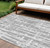 9' X 12' Gray Silver And Ivory Striped Washable Indoor Outdoor Area Rug