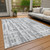 9' X 12' Gray Silver And Ivory Striped Washable Indoor Outdoor Area Rug