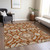 8' X 10' Orange Taupe And Gold Floral Washable Indoor Outdoor Area Rug