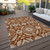 8' X 10' Orange Taupe And Gold Floral Washable Indoor Outdoor Area Rug