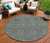 8' Teal Blue Beige And Taupe Round Floral Washable Indoor Outdoor Area Rug