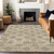 10' X 14' Gold And Taupe Damask Washable Indoor Outdoor Area Rug