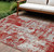 10' X 14' Red Gray And Ivory Abstract Washable Indoor Outdoor Area Rug