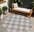 8' Taupe And Gray Round Plaid Washable Indoor Outdoor Area Rug