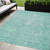 10' X 14' Aqua And Ivory Damask Washable Indoor Outdoor Area Rug