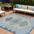 9' X 12' Denim Blue Gray And Brown Geometric Washable Indoor Outdoor Area Rug
