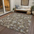 9' X 12' Chocolate Beige And Blue Floral Washable Indoor Outdoor Area Rug