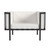 33" Black Metal Outdoor Arm Chair with Off White Cushion