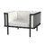 33" Black Metal Outdoor Arm Chair with Off White Cushion