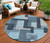 8' Sky Blue Denim Blue And Gray Round Geometric Washable Indoor Outdoor Area Rug