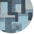 8' Sky Blue Denim Blue And Gray Round Geometric Washable Indoor Outdoor Area Rug