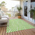 10' X 14' Lime Green and White Geometric Washable Non Skid Indoor Outdoor Area Rug