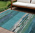 8' X 10' Teal Blue Abstract Washable Indoor Outdoor Area Rug Transitional Style - Teal Blue Color