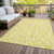 10' X 14' Yellow And Ivory Geometric Washable Indoor Outdoor Area Rug Transitional Style - Yellow, Ivory Color