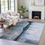 8' X 10' Blue And Charcoal Abstract Washable Indoor Outdoor Area Rug