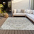 9' X 12' Ivory Beige And Gray Oriental Washable Indoor Outdoor Area Rug