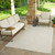 6' X 9' Cream and Beige Geometric Distressed Indoor Outdoor Area Rug