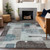 10' X 14' Teal Blue Gray And Charcoal Abstract Washable Indoor Outdoor Area Rug - Teal Blue, Gray, Charcoal