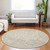 8' Beige And Tan Round Abstract Washable Indoor Outdoor Area Rug
