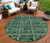 8' Fern Green And Charcoal Round Medallion Washable Indoor Outdoor Area Rug