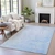 10' X 14' Blue And Silver Abstract Washable Indoor Outdoor Area Rug - Blue, Silver
